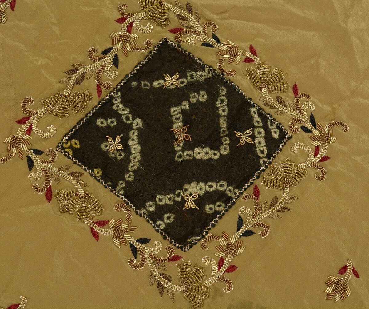 Vintage Saree Multi Purpose Fabric Piece for Sew Craft Hand Beaded Zardozi Crepe