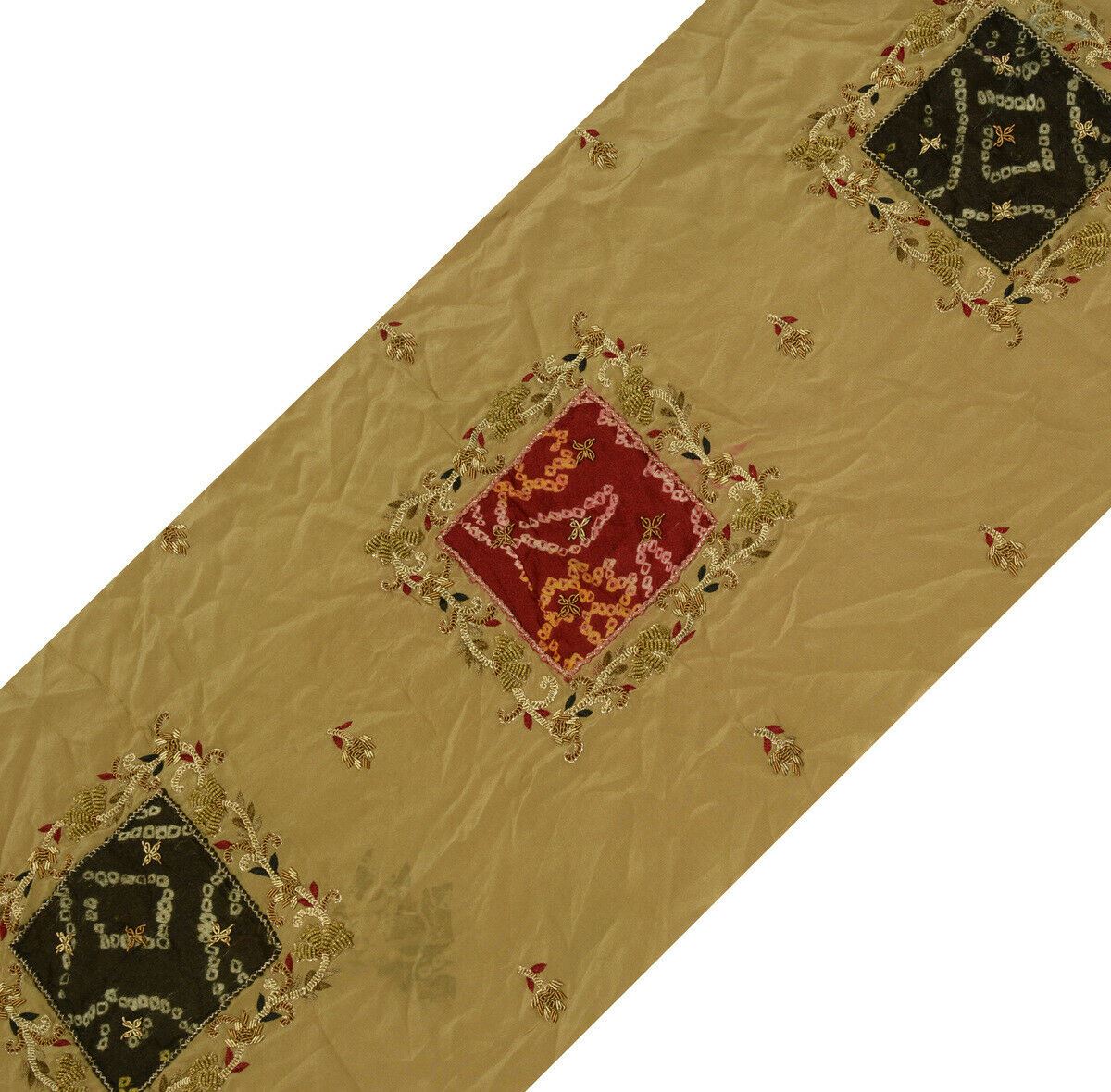Vintage Saree Multi Purpose Fabric Piece for Sew Craft Hand Beaded Zardozi Crepe