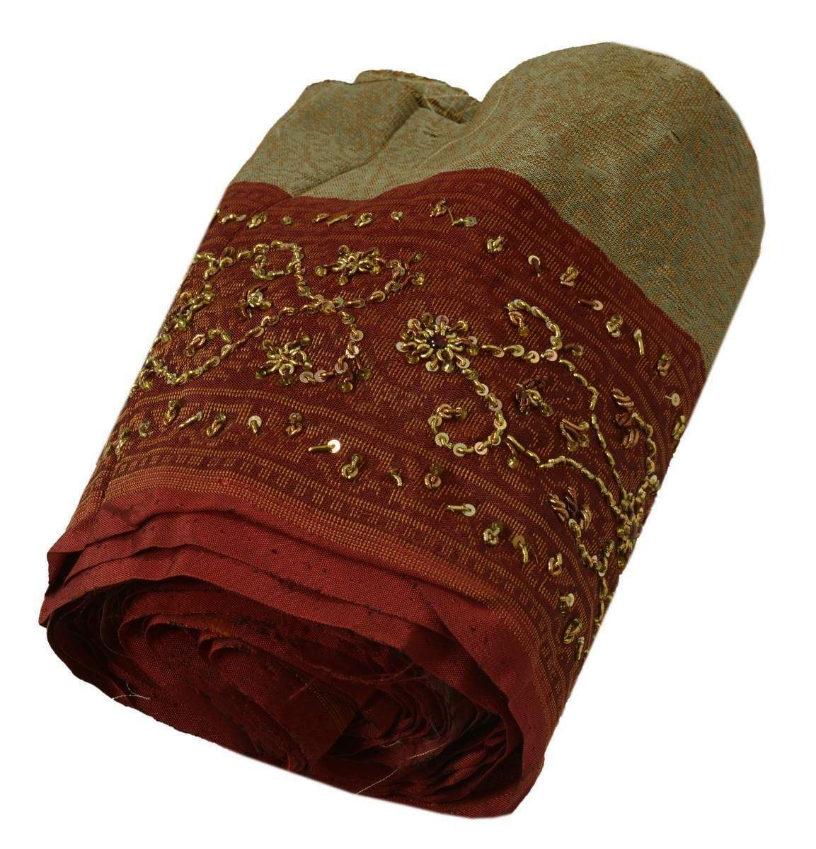 Vintage Sari Border Indian Craft Trim Woven Hand Beaded Maroon Lace Ribbon