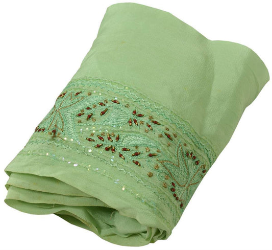 Antique Vintage Sari Border Indian Craft Trim Embroidered Beaded Green Lace
