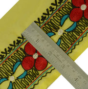 Antique Vintage Sari Border Indian Craft Trim Embroidered Floral Green Lace