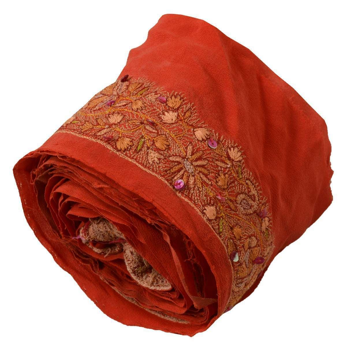 Antique Vintage Sari Border Indian Craft Trim Embroidered Red Lace Ribbon