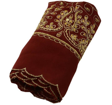 Vintage Sari Border Indian Craft Trim Hand Beaded Embroidered Maroon Lace Ribbon