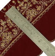 Vintage Sari Border Indian Craft Trim Hand Beaded Embroidered Maroon Lace Ribbon
