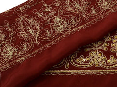 Vintage Sari Border Indian Craft Trim Hand Beaded Embroidered Maroon Lace Ribbon