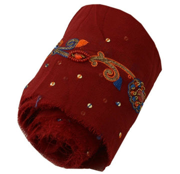 Vintage Sari Border Indian Craft Trim Hand Beaded Embroidered Maroon Lace Ribbon