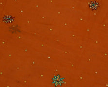 100% Pure Georgette Silk Vintage Sari Remnant Scrap Fabric for Sewing Craft Rust