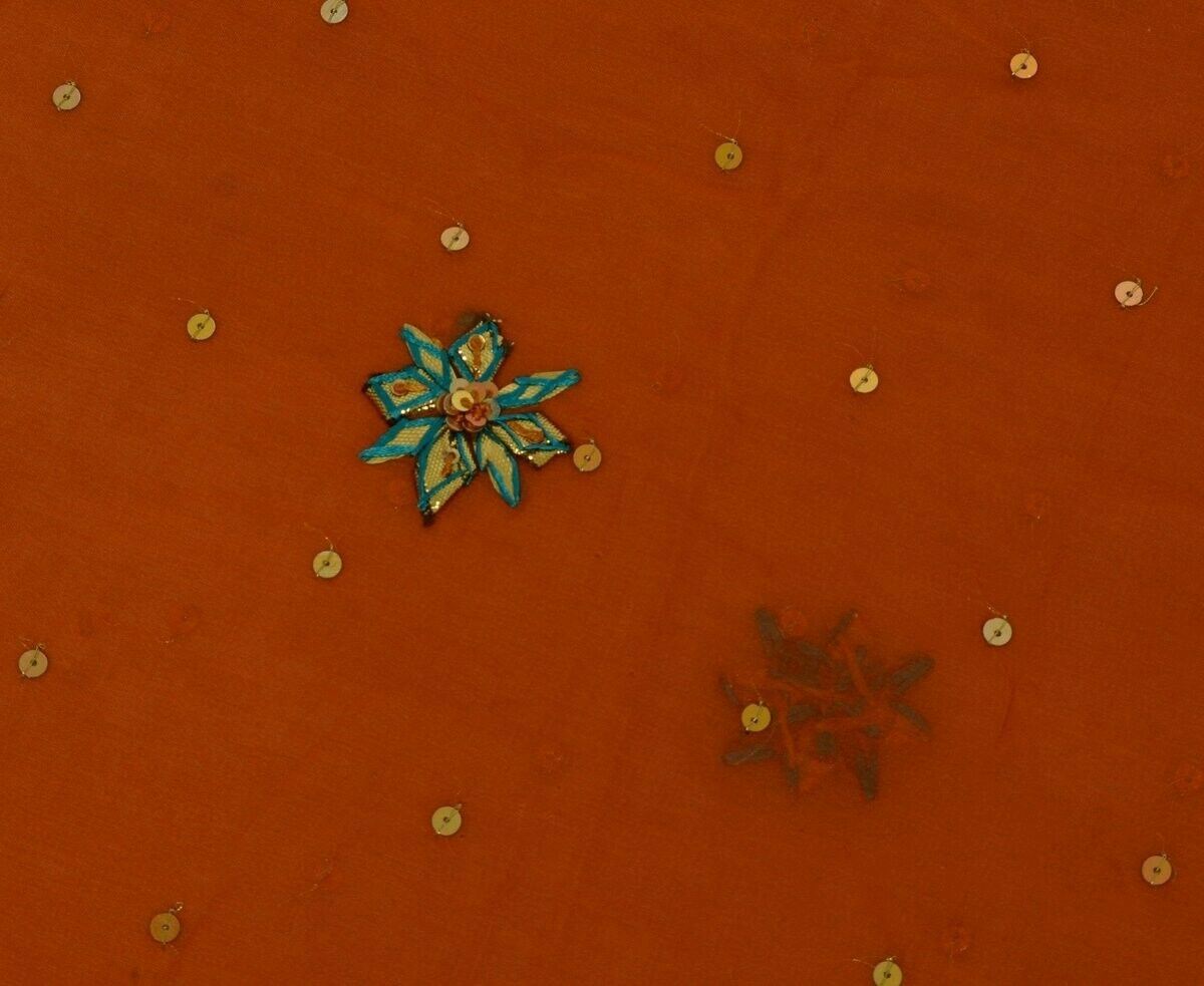100% Pure Georgette Silk Vintage Sari Remnant Scrap Fabric for Sewing Craft Rust