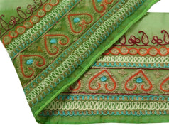 4.75" W Vintage Sari Border Indian Craft Trim Embroidered Green Ribbon Lace