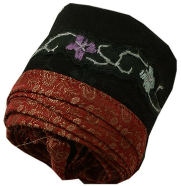 Vintage Sari Border Indian Craft Trim Embroidered Ribbon Lace Black