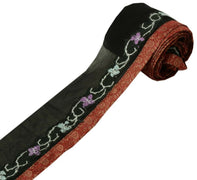 Vintage Sari Border Indian Craft Trim Embroidered Ribbon Lace Black