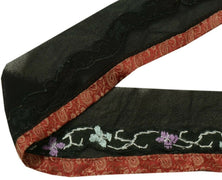 Vintage Sari Border Indian Craft Trim Embroidered Ribbon Lace Black