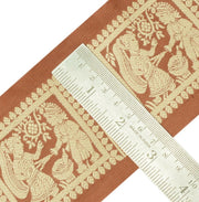 Vintage Sari Border Indian Craft Trim Woven Pure Silk Human Figure Lace Brown