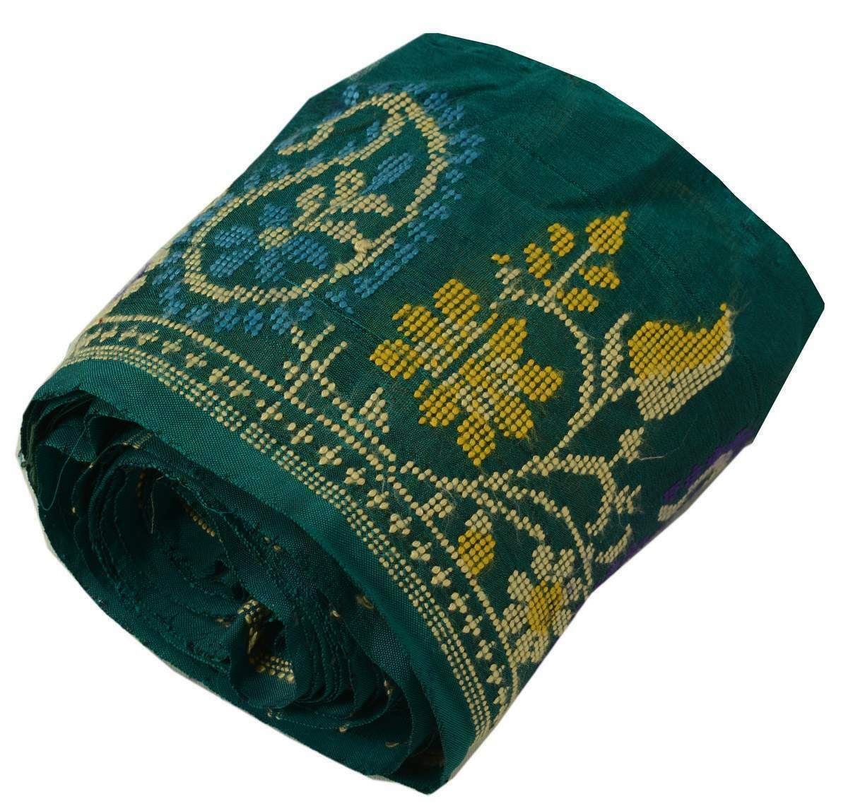 3.75" W Vintage Sari Border Indian Craft Trim Woven Pasiely Green Lace Ribbon