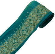 Vintage Sari Border Indian Craft Trim Hand Beaded Zardozi Embroidered Lace Green