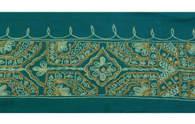 Vintage Sari Border Indian Craft Trim Hand Beaded Zardozi Embroidered Lace Green
