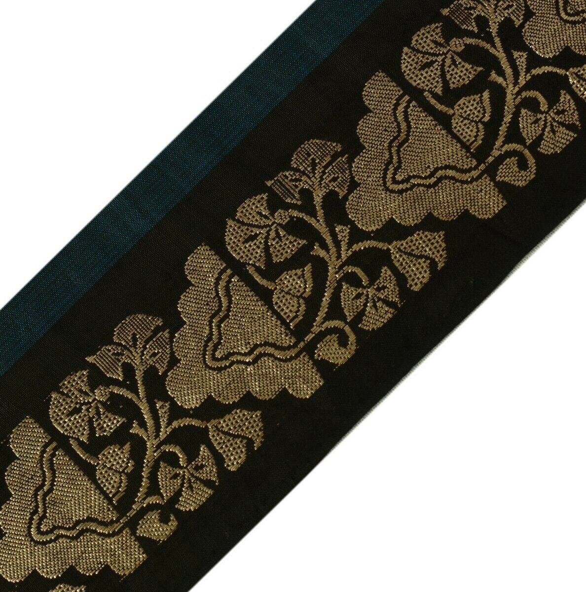 Vintage Sari Border Indian Craft Trim Antique Zari Woven Ribbon Lace Black
