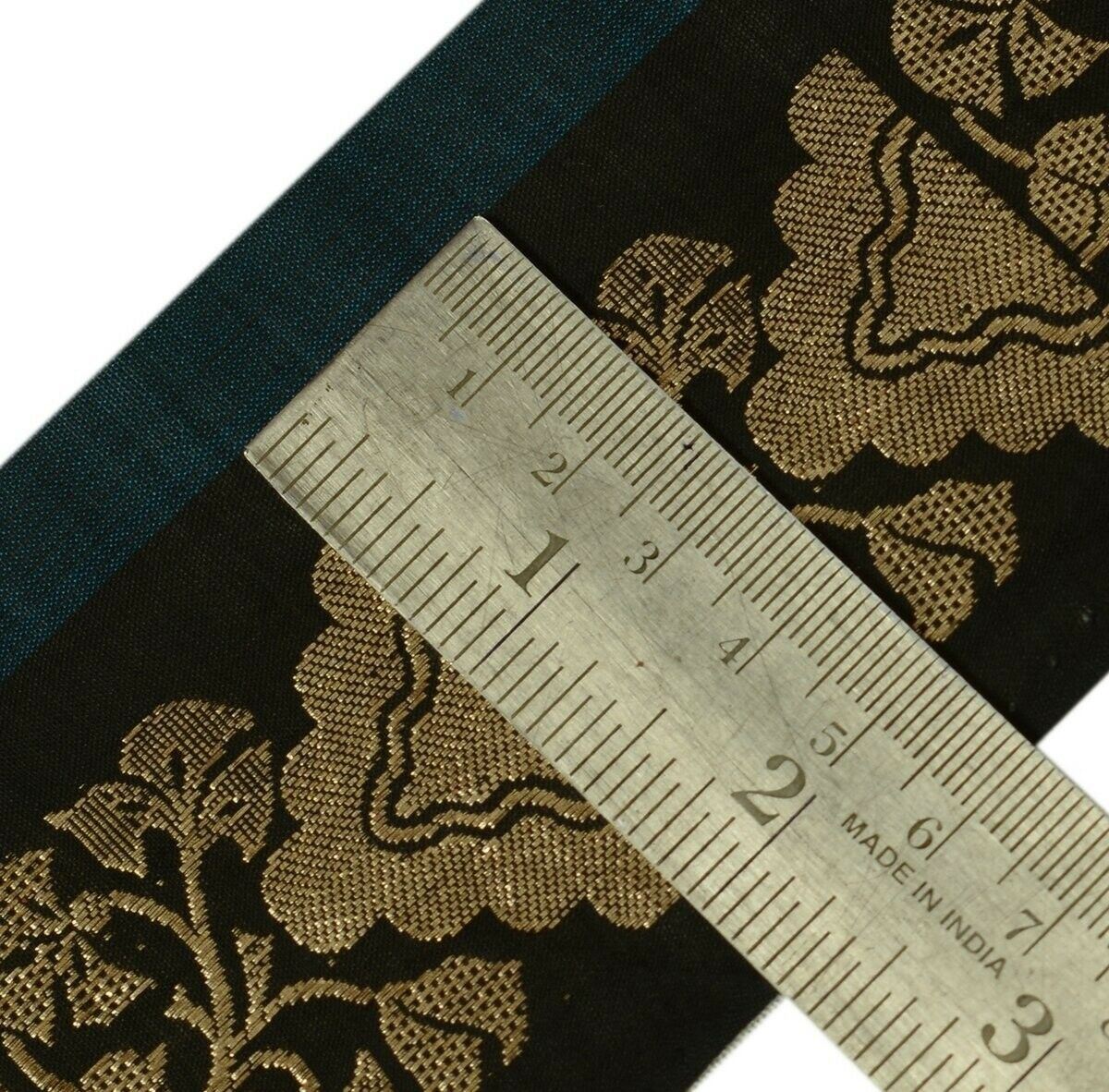 Vintage Sari Border Indian Craft Trim Antique Zari Woven Ribbon Lace Black