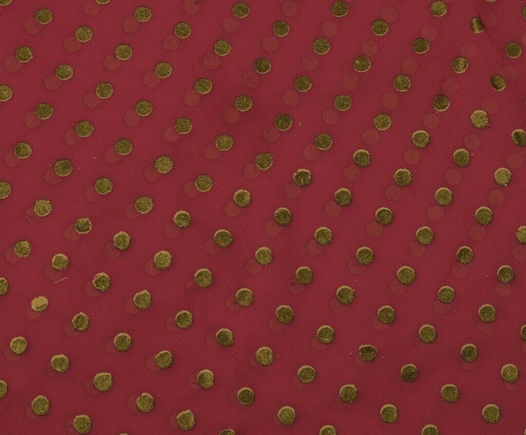 Blend Georgette Vintage Sari Remnant Scrap Fabric for Sewing Craft Pink