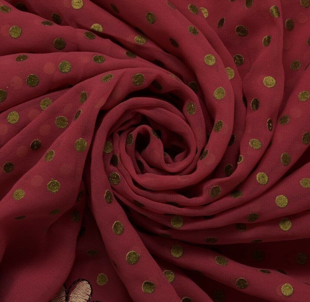 Blend Georgette Vintage Sari Remnant Scrap Fabric for Sewing Craft Pink