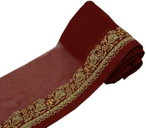 Vintage Sari Border Indian Craft Trim Embroidered Sewing Ribbon Lace Maroon