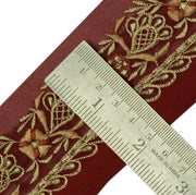 Vintage Sari Border Indian Craft Trim Embroidered Sewing Ribbon Lace Maroon