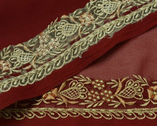 Vintage Sari Border Indian Craft Trim Embroidered Sewing Ribbon Lace Maroon