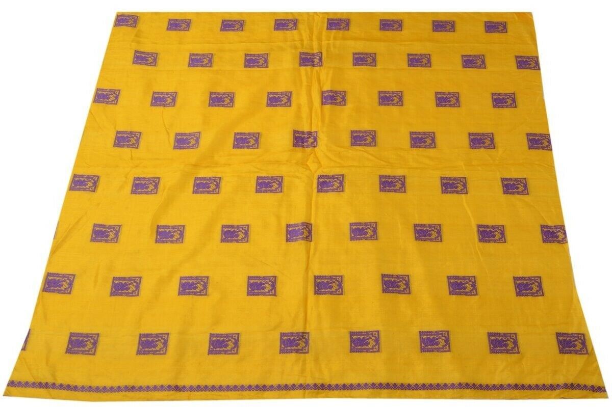 Vintage Saree Multi Purpose Fabric Piece for Sew Craft Woven Baluchuri Gold