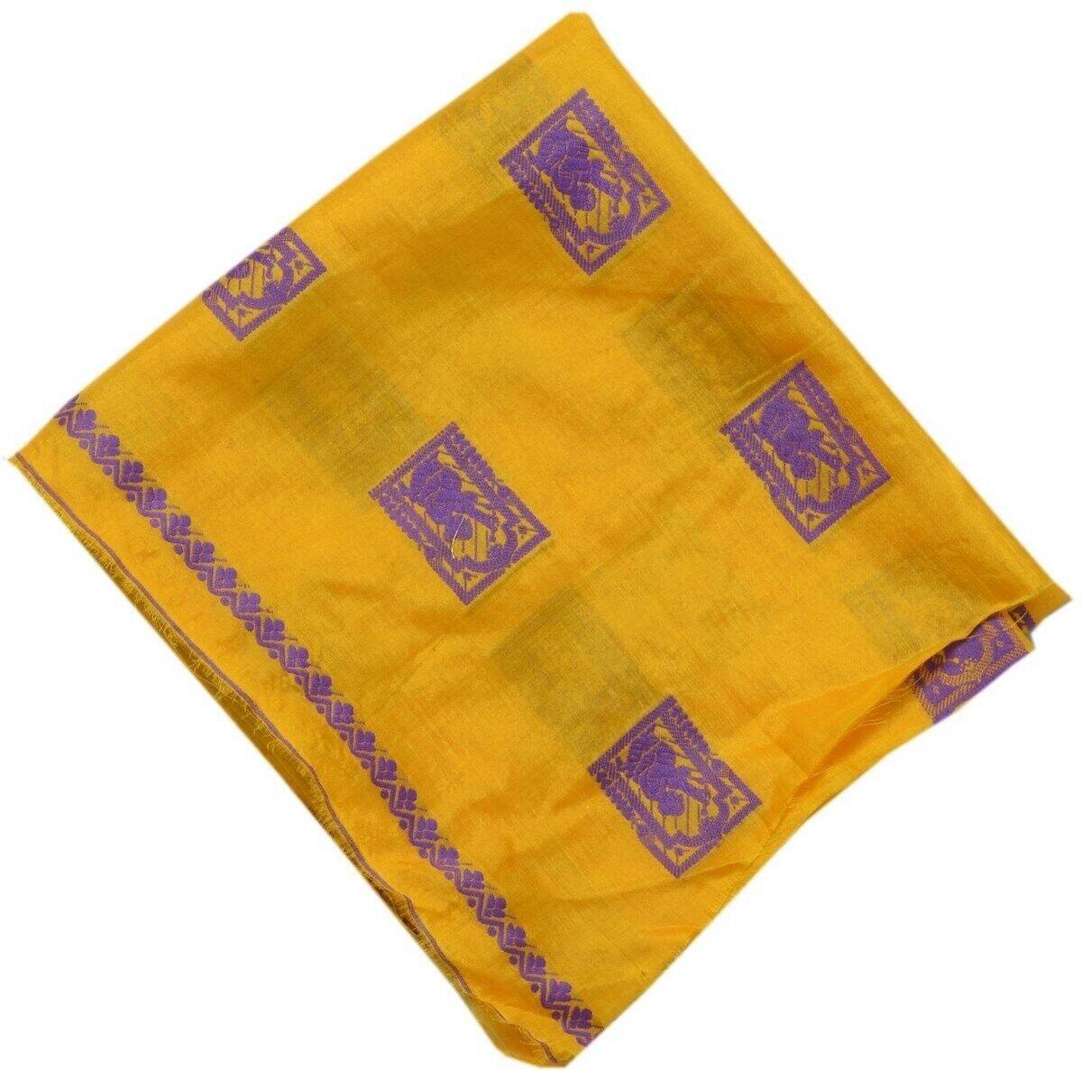 Vintage Saree Multi Purpose Fabric Piece for Sew Craft Woven Baluchuri Gold