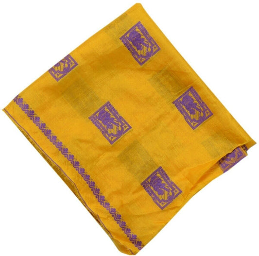 Vintage Saree Multi Purpose Fabric Piece for Sew Craft Woven Baluchuri Gold