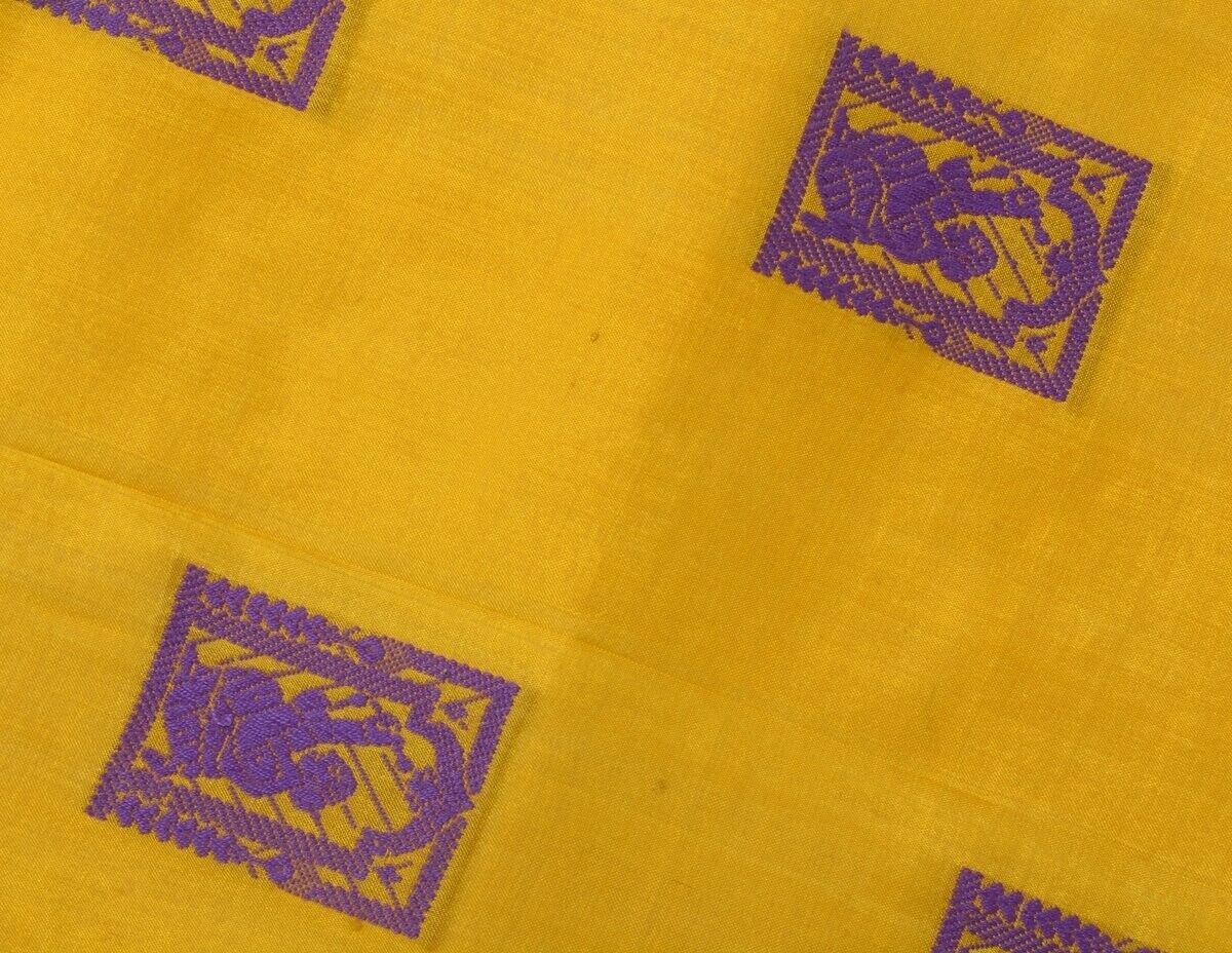 Vintage Saree Multi Purpose Fabric Piece for Sew Craft Woven Baluchuri Gold