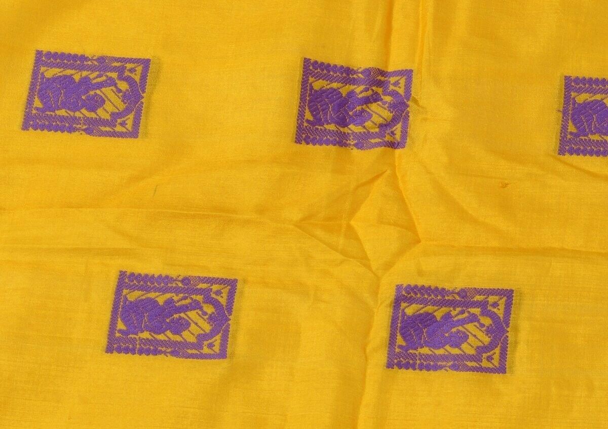 Vintage Saree Multi Purpose Fabric Piece for Sew Craft Woven Baluchuri Gold