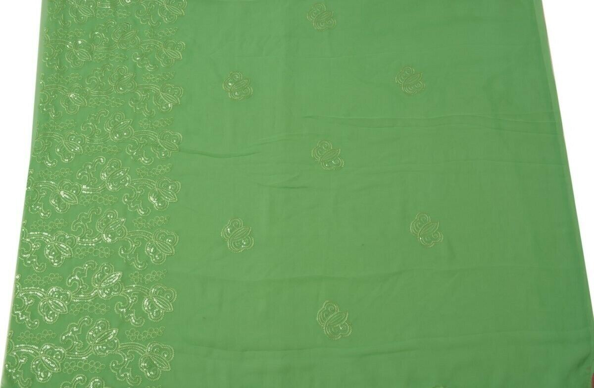 Indian Art Silk Vintage Sari Remnant Scrap Fabric for Sewing Craft Green