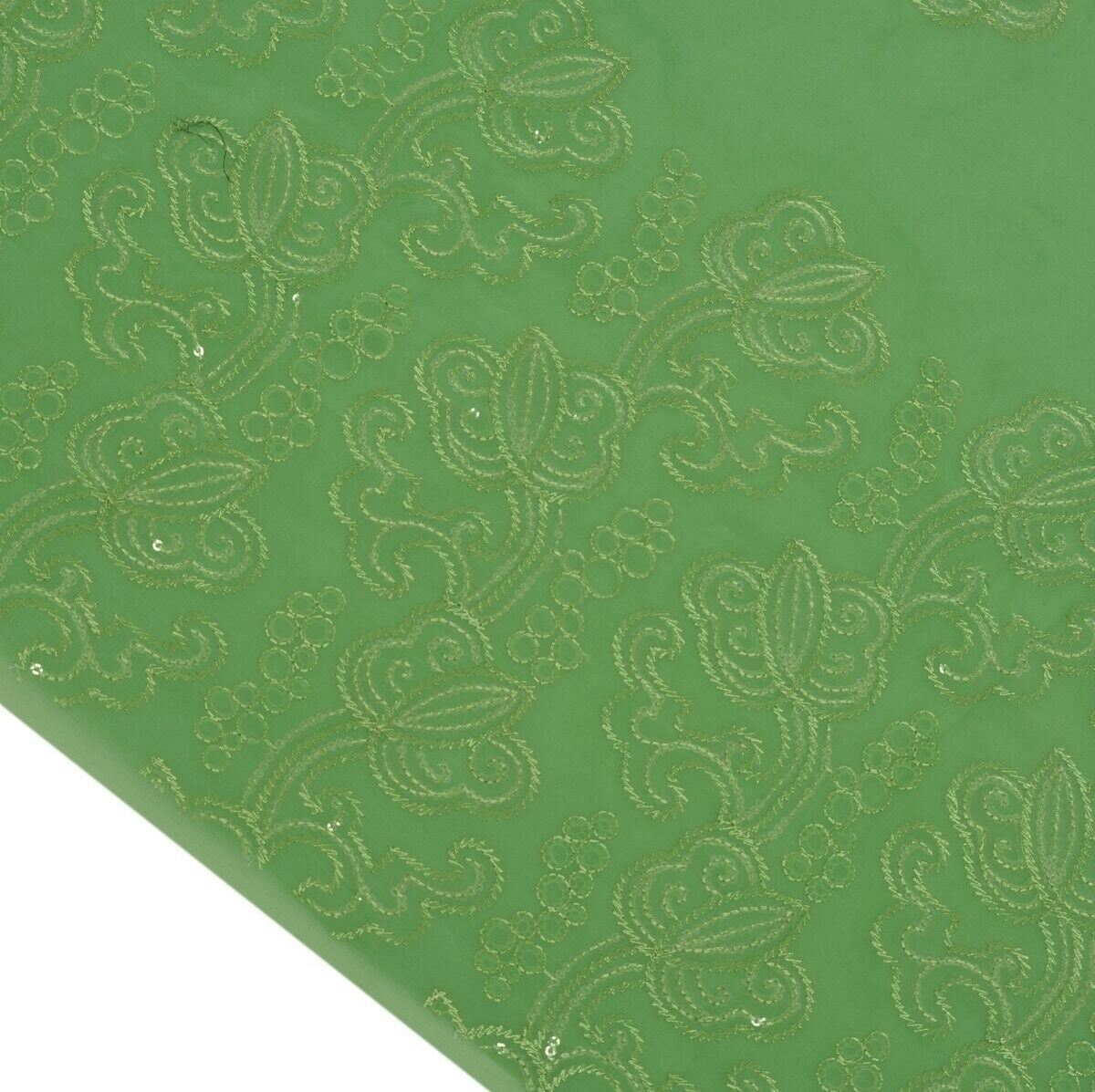 Indian Art Silk Vintage Sari Remnant Scrap Fabric for Sewing Craft Green