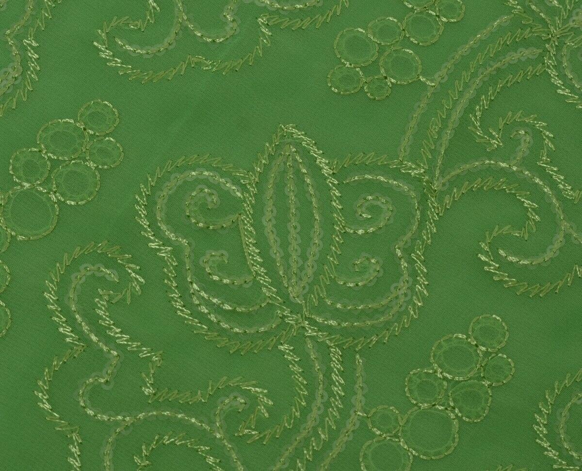 Indian Art Silk Vintage Sari Remnant Scrap Fabric for Sewing Craft Green