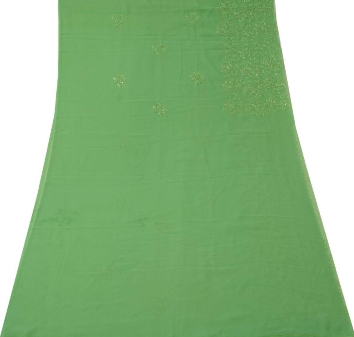 Indian Art Silk Vintage Sari Remnant Scrap Fabric for Sewing Craft Green