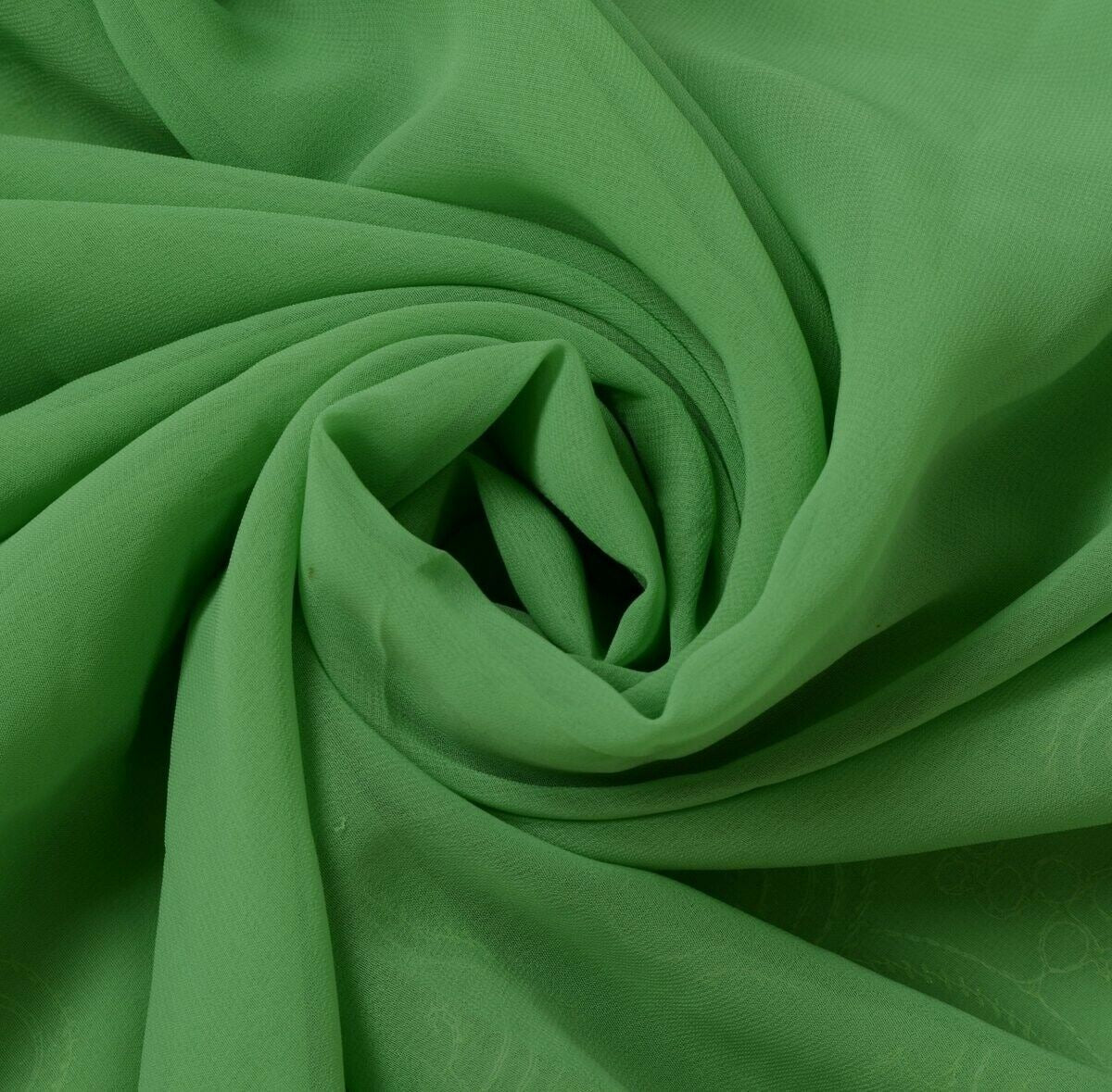 Indian Art Silk Vintage Sari Remnant Scrap Fabric for Sewing Craft Green