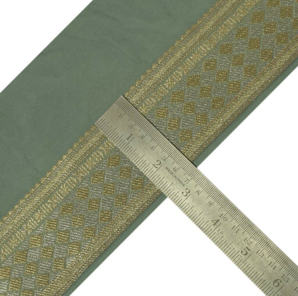 Vintage Sari Border Indian Craft Sew Trim Golden Silver Zari Woven Ribbon Lace