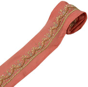 Vintage Sari Border Indian Craft Trim Hand Beaded Zardozi Sewing Lace Peach