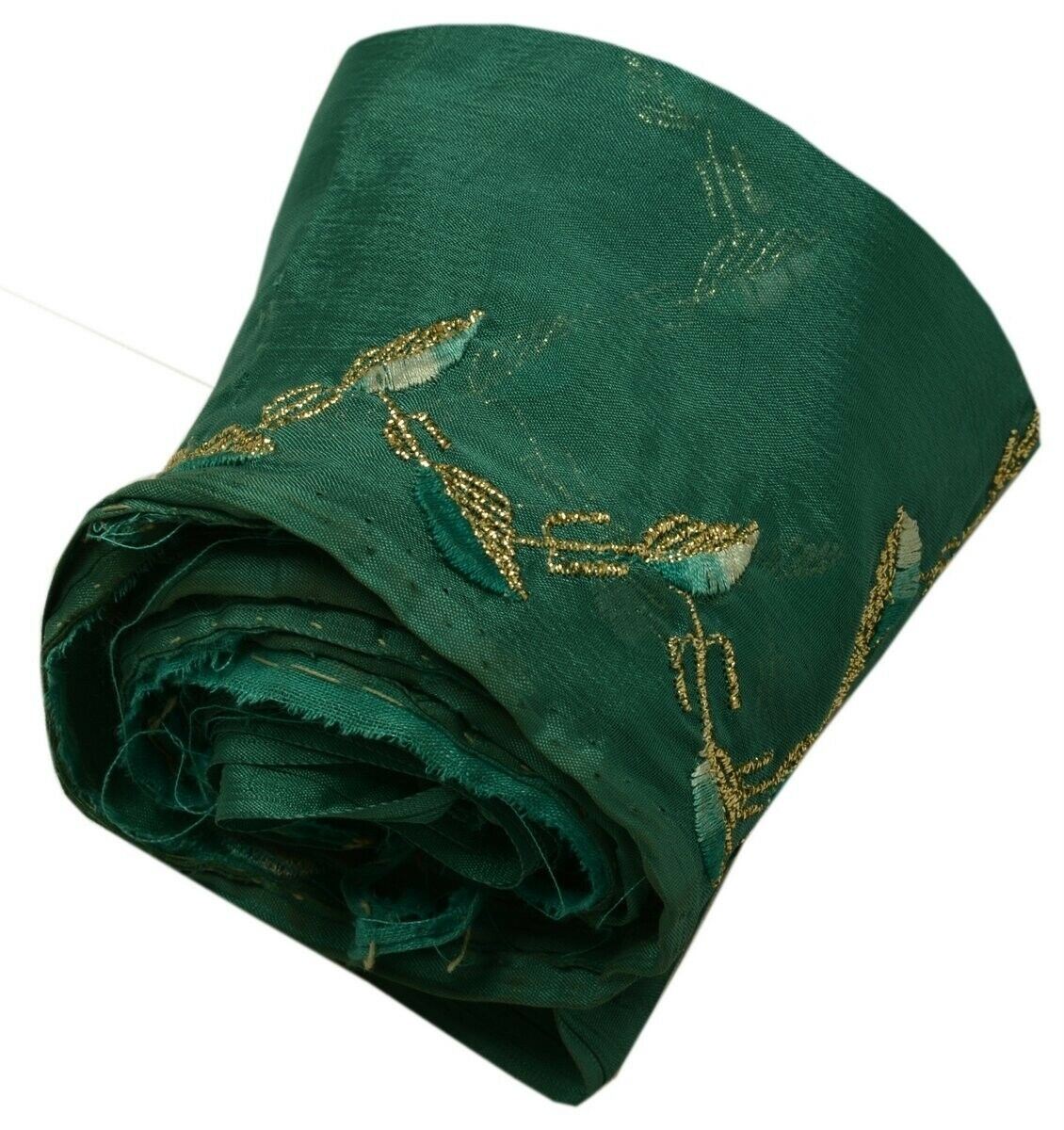 Vintage Sari Border Indian Craft Trim Embroidered Sewing Ribbon Lace Green