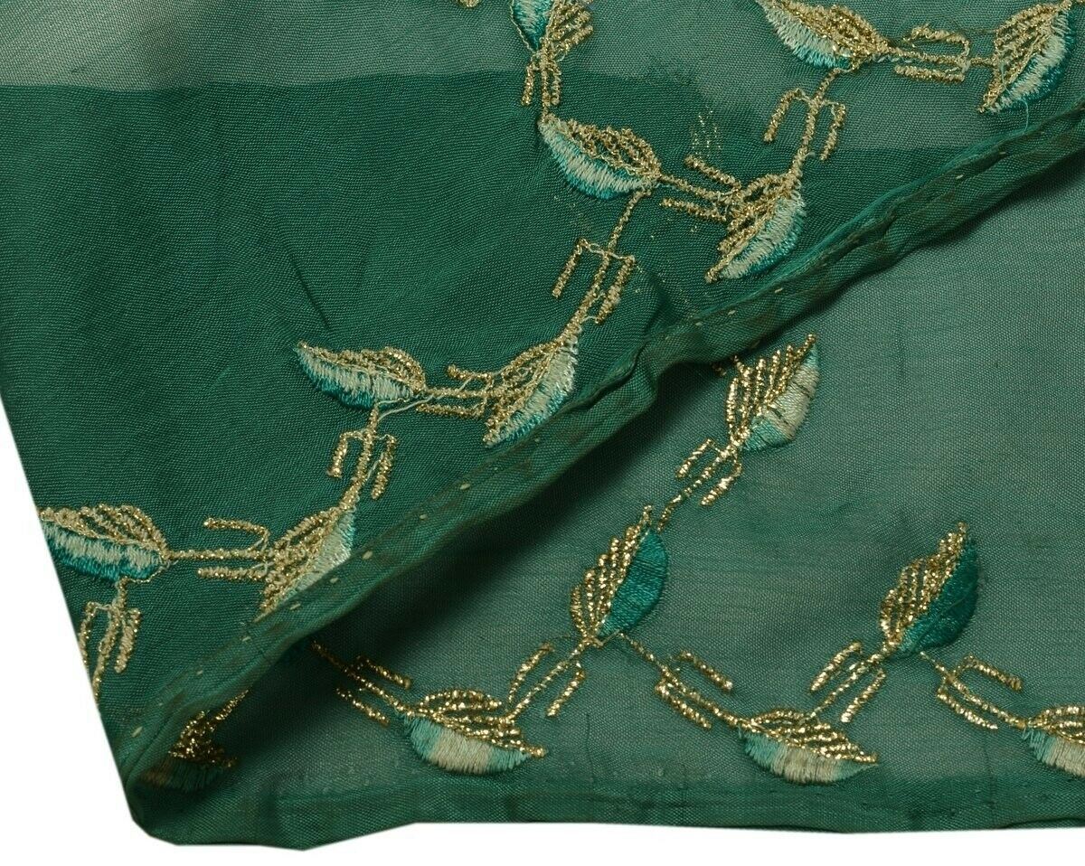 Vintage Sari Border Indian Craft Trim Embroidered Sewing Ribbon Lace Green