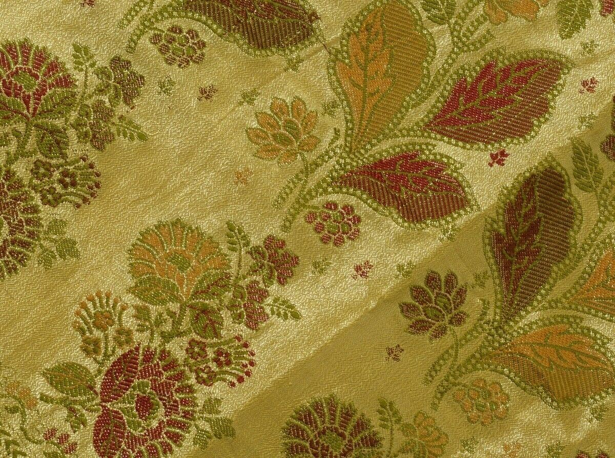 Vintage Saree Multi Purpose Design Fabric Piece for Sew Craft Woven Cream
