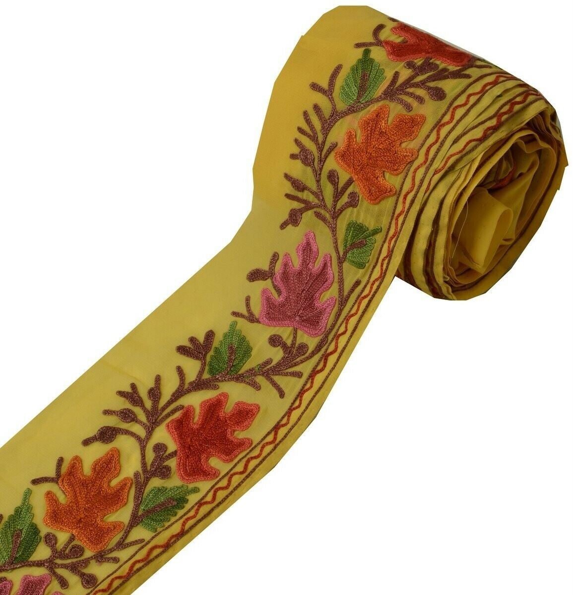 Vintage Sari Border Indian Craft Trim Embroidered Cream Sewing Ribbon Lace