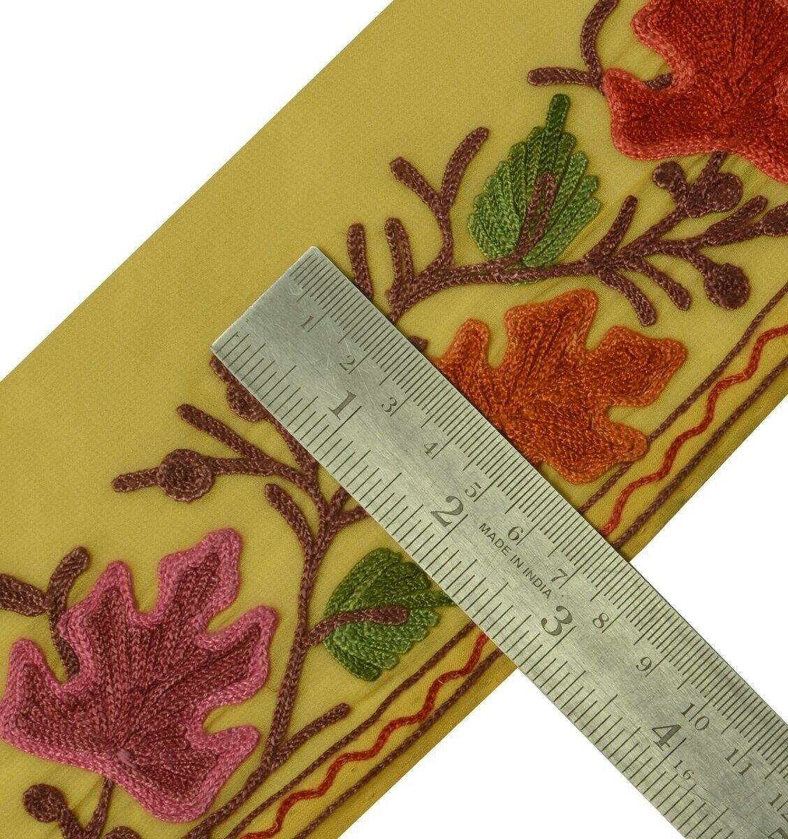 Vintage Sari Border Indian Craft Trim Embroidered Cream Sewing Ribbon Lace