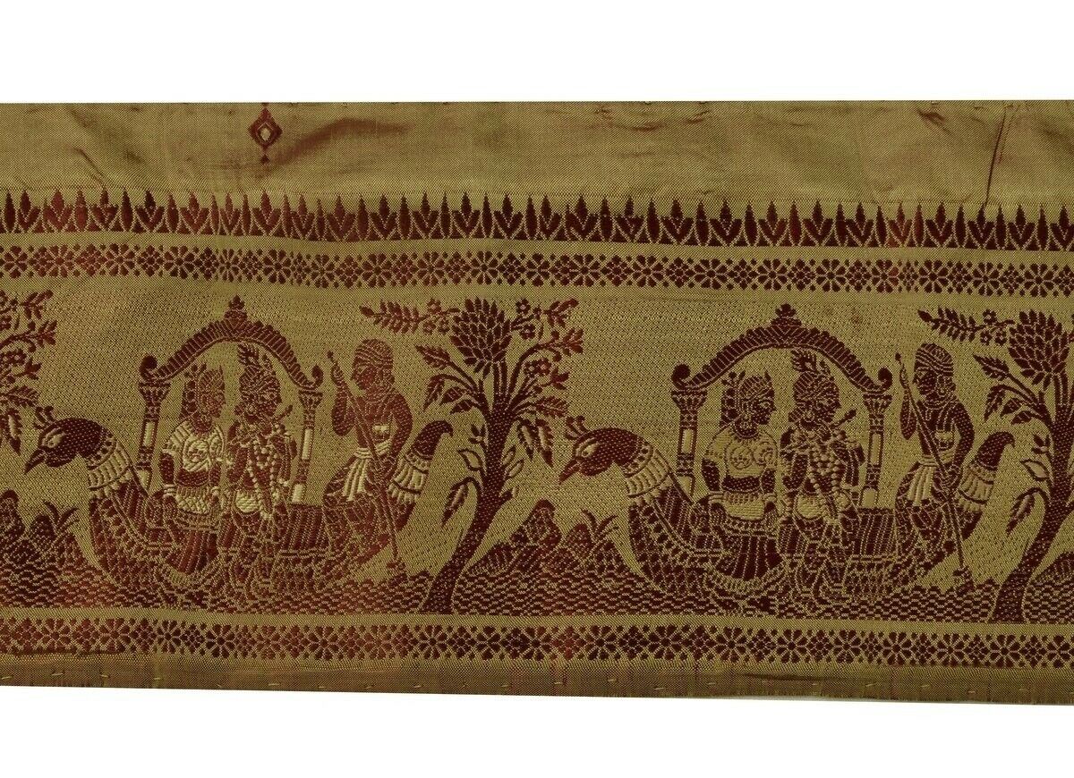 Vintage Sari Border Indian Craft Trim Woven Baluchuri Pure Silk Sewing Lace