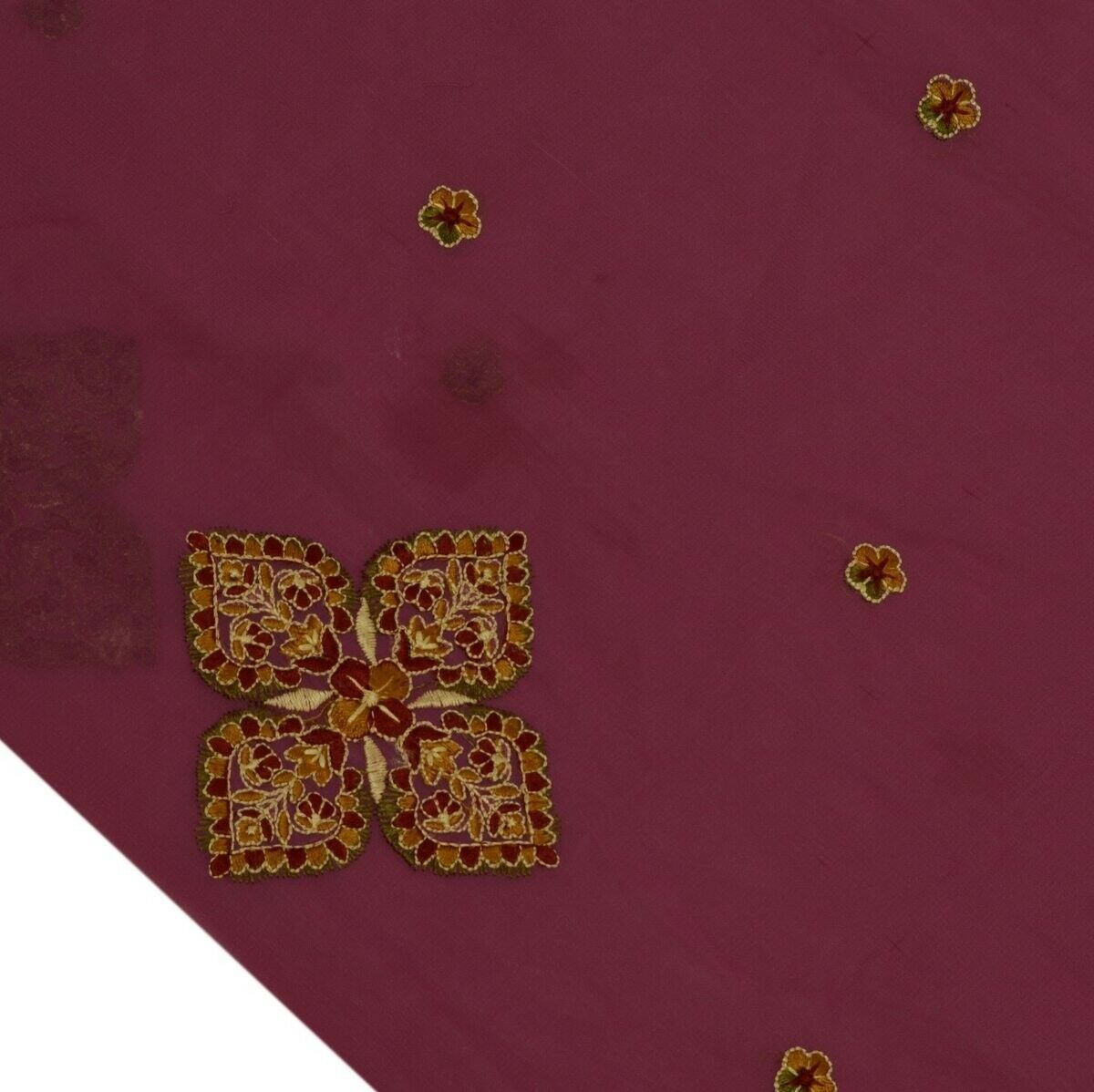 Indian Art Silk Vintage Sari Remnant Scrap Fabric for Sewing Craft Purple