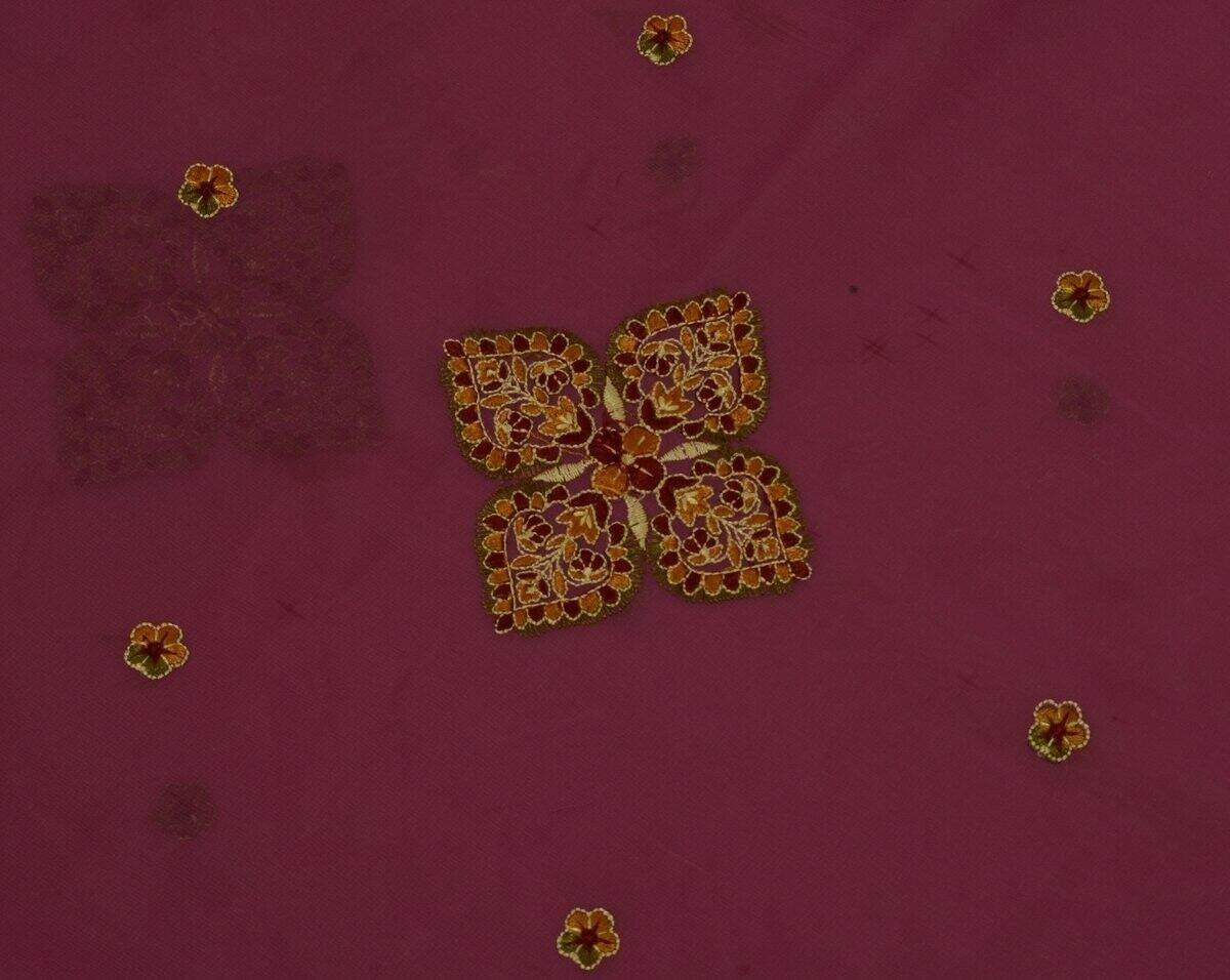 Indian Art Silk Vintage Sari Remnant Scrap Fabric for Sewing Craft Purple