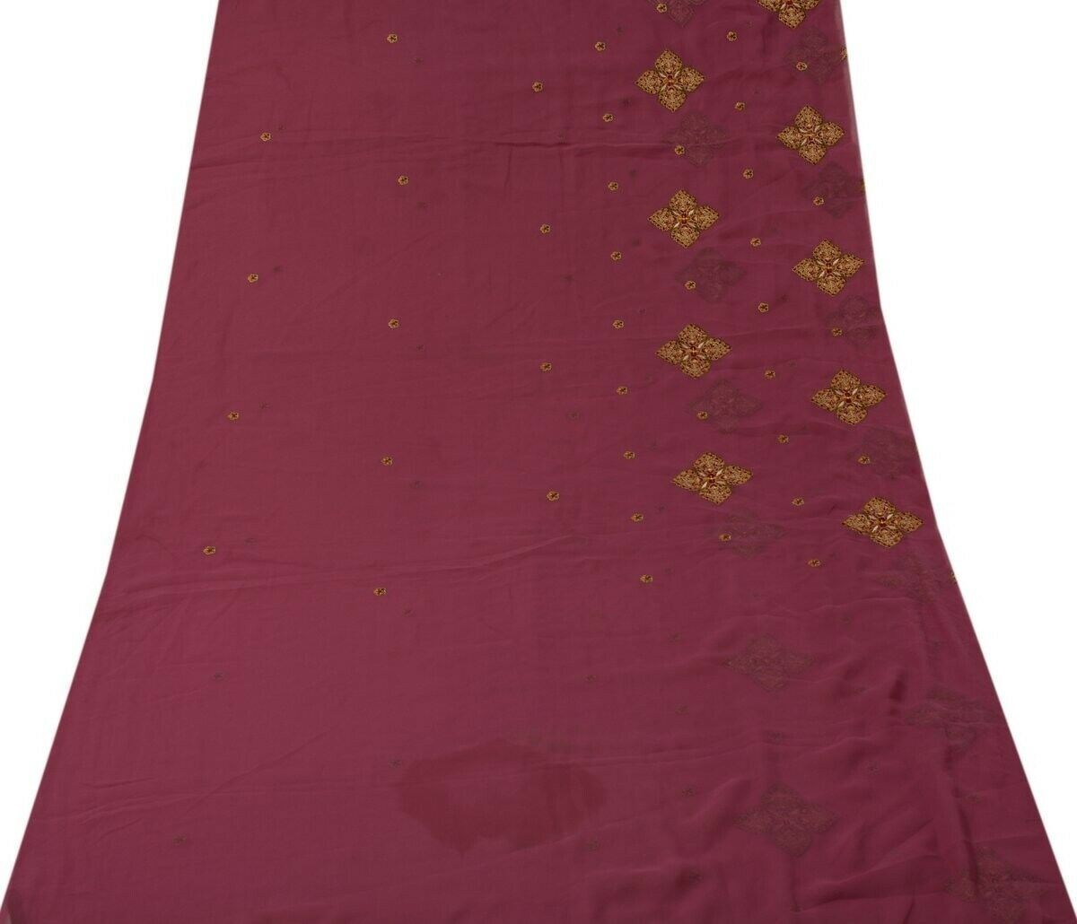 Indian Art Silk Vintage Sari Remnant Scrap Fabric for Sewing Craft Purple