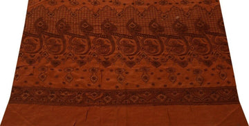 Vintage Saree Multi Purpose Design Fabric Piece for Sew Craft Embroidered Rust