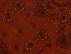 Vintage Saree Multi Purpose Design Fabric Piece for Sew Craft Embroidered Rust